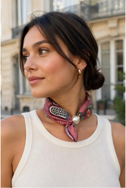 Best Angel Scarf with pearls & Magnetic Closure | Pink BA4414_5