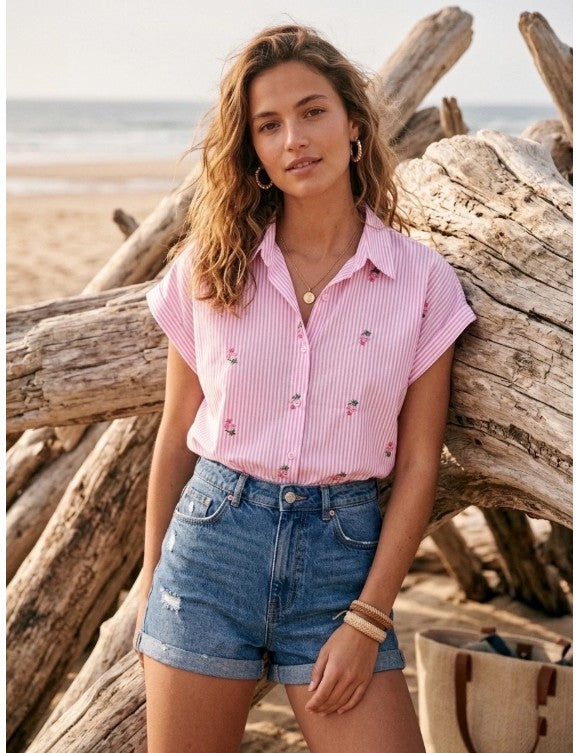 Suzzy & Milly Amelia Embroidered Shirt | Pink 7148-S09