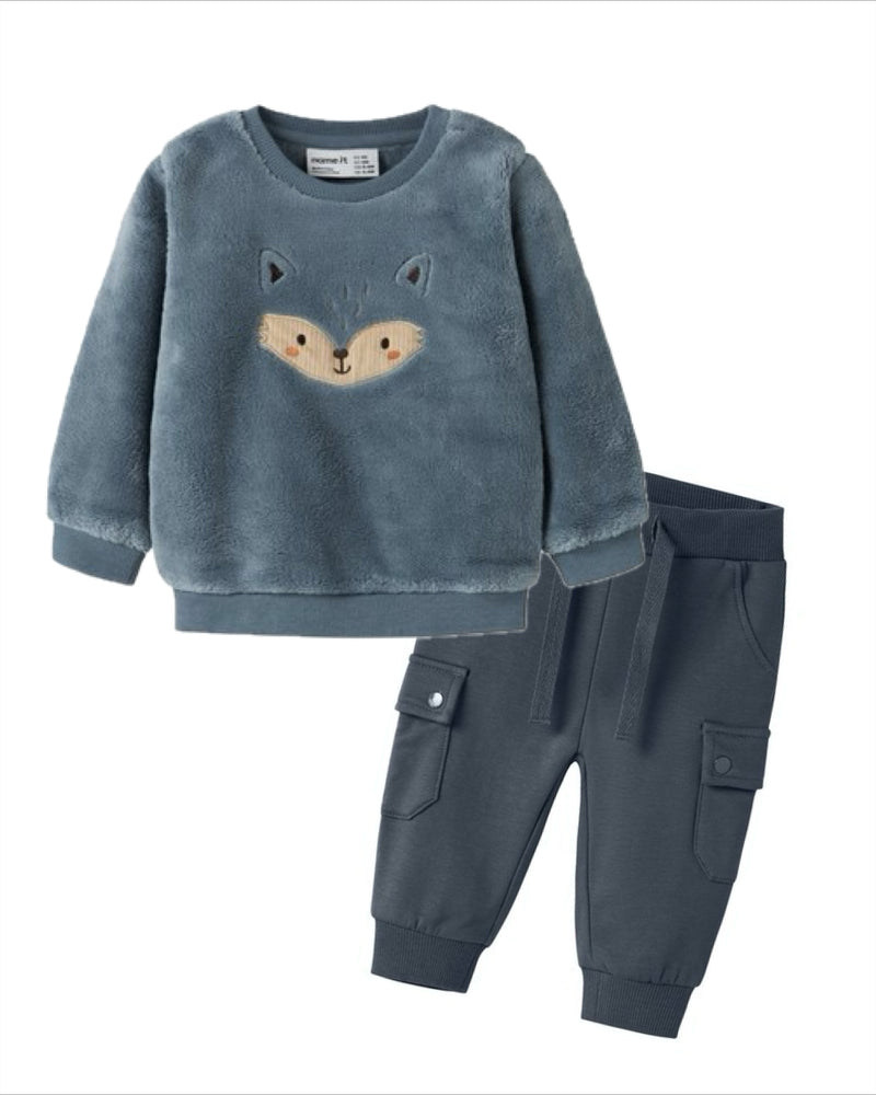 Name It Oliwer NB Boys Fleece/Pants Set | Blue