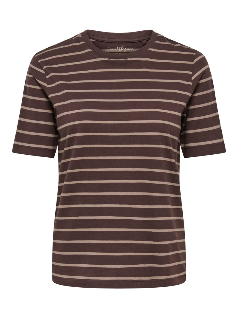 ONLY Happy S/S O-Neck Stripe Tee | Coffee