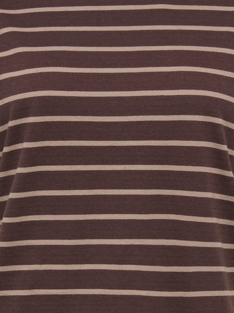 ONLY Happy S/S O-Neck Stripe Tee | Coffee