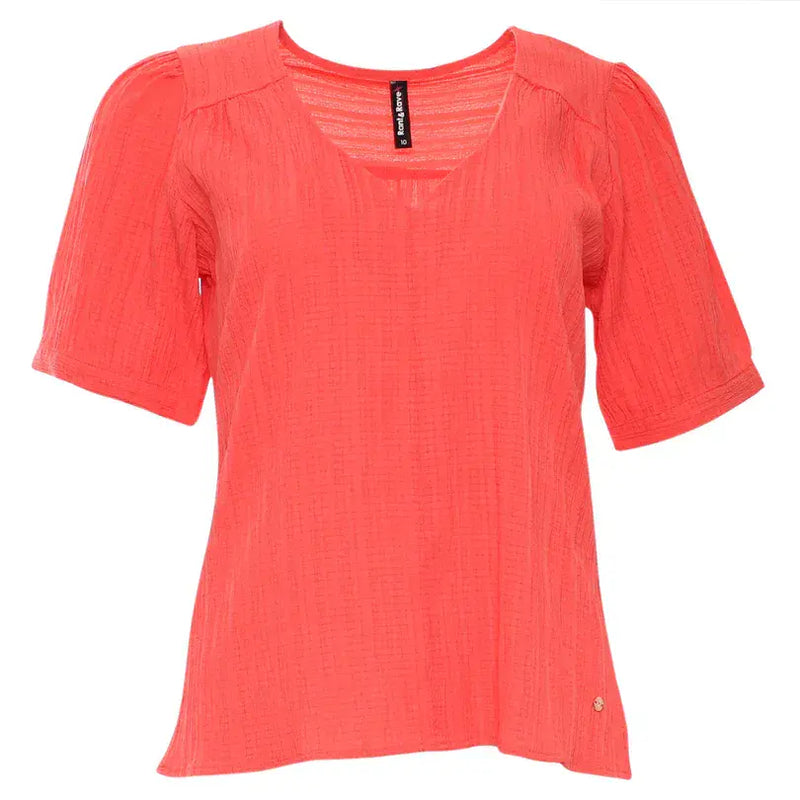 Rant & Rave Betsy V-Neck Top | Coral RR43-P36