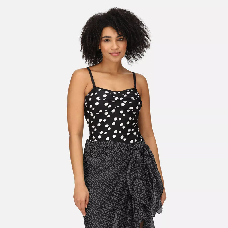 Regatta  Aceana II Tankini Top | Black White Polka Print RWM014