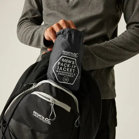 Regatta Men's Pack-It III Waterproof Jacket | Seal Grey RMW281