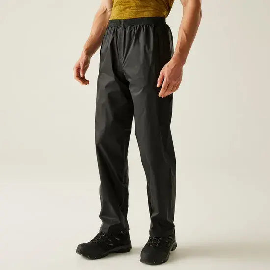 Regatta Men's Pack-It Waterproof Overtrousers | Black RMW149
