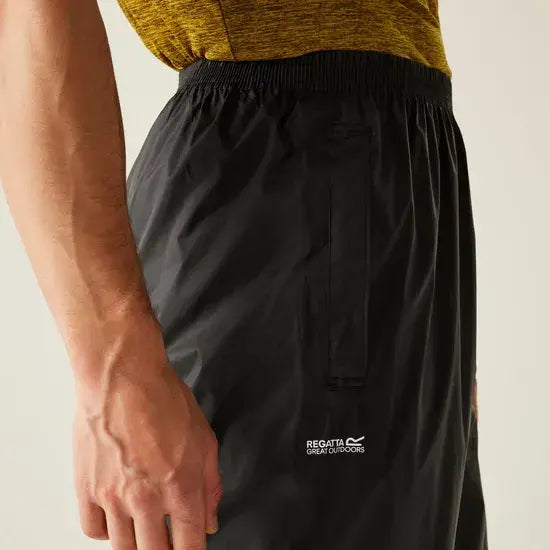 Regatta Men's Pack-It Waterproof Overtrousers | Black RMW149