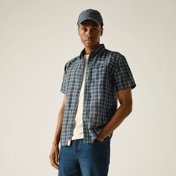 Regatta  Mindano Short Sleeve Shirt |  Night Sky Cross Check RMS228
