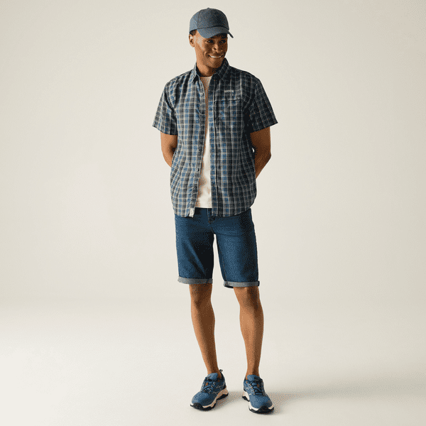 Regatta  Mindano Short Sleeve Shirt |  Night Sky Cross Check RMS228