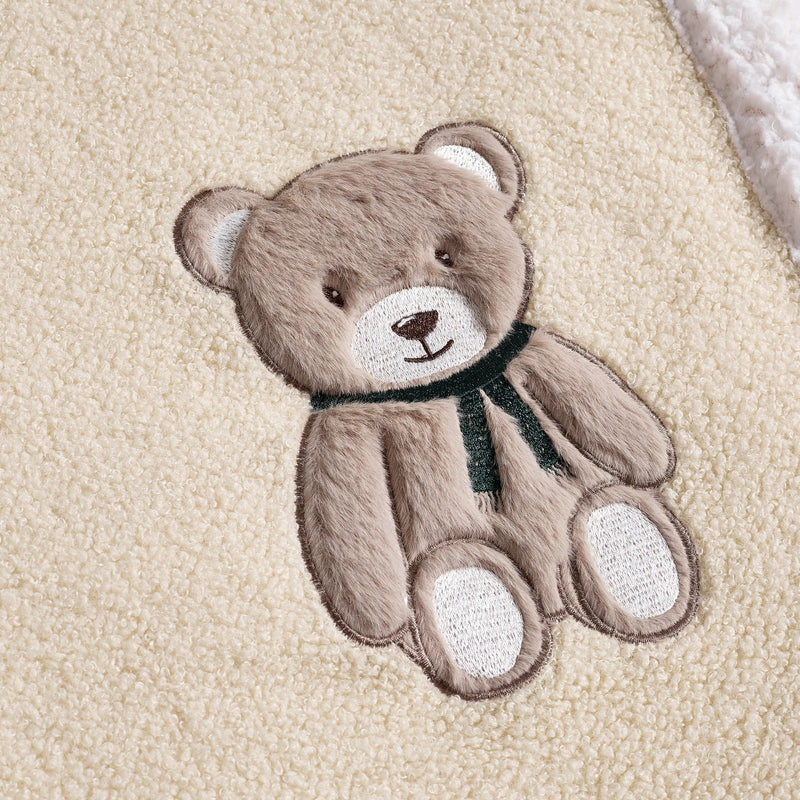Catherine Lansfield – Teddy Bear Embroidered Boucle Sherpa Throw | Natural