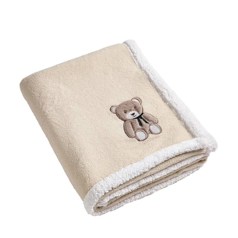 Catherine Lansfield – Teddy Bear Embroidered Boucle Sherpa Throw | Natural