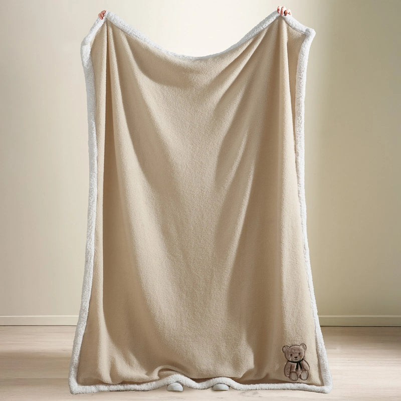 Catherine Lansfield – Teddy Bear Embroidered Boucle Sherpa Throw | Natural