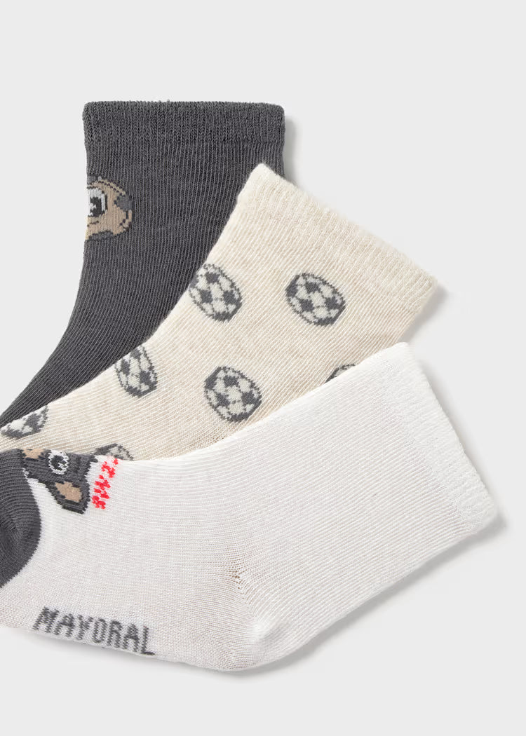 Mayoral Boys 3 Pack Socks | Coal 10137/SS26