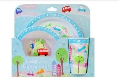 Hugs & Kisses Dinner Set – 3 Piece | Blue FS863