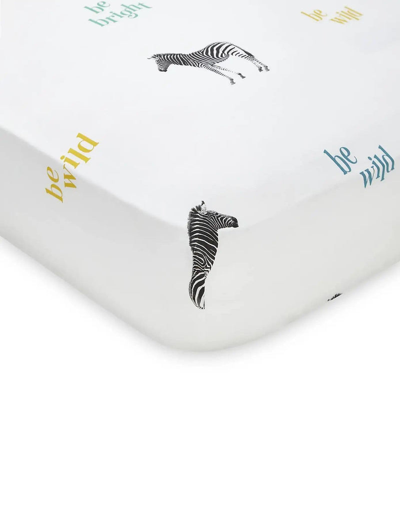 Stay Wild Zebra Fitted Sheet Blue