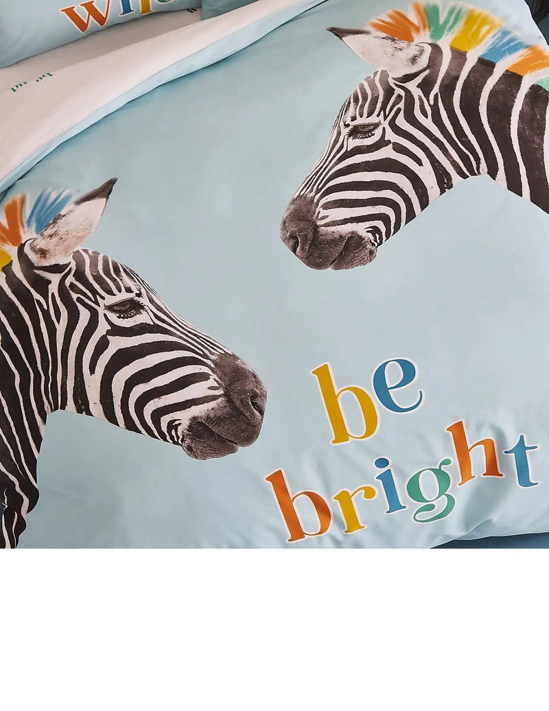 Stay Wild Zebra Quilt Set Blue