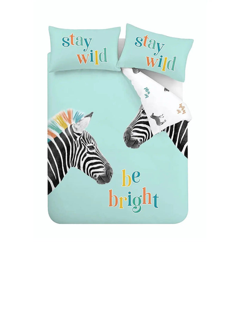Stay Wild Zebra Quilt Set Blue