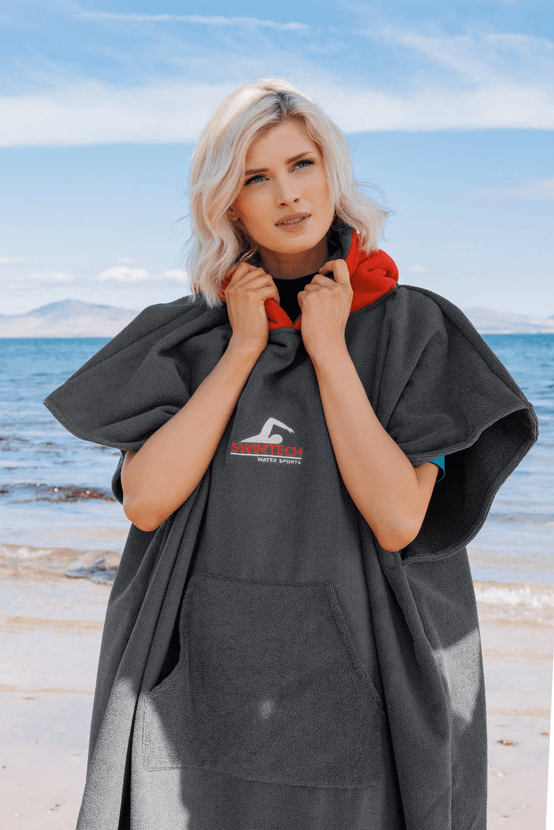 STC212A  SwimTech Adult Microfiber Poncho Grey