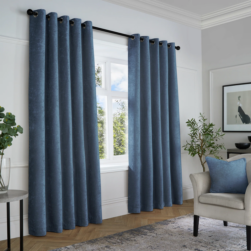 Stematclo Textured Chenille Curtains| Navy
