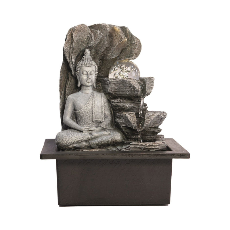 Straits Stone Buddha 2 Tier Globe Water Feature 25cm| Grey 32614