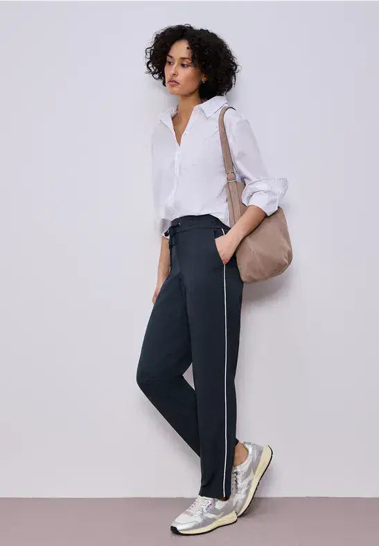 Street One Bonny Dots Piped Trousers | Navy 380601