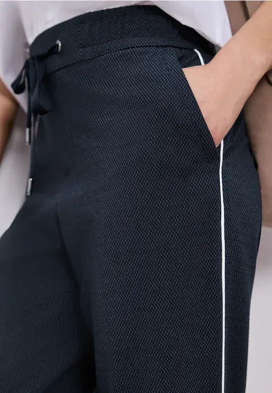 Street One Bonny Dots Piped Trousers | Navy 380601