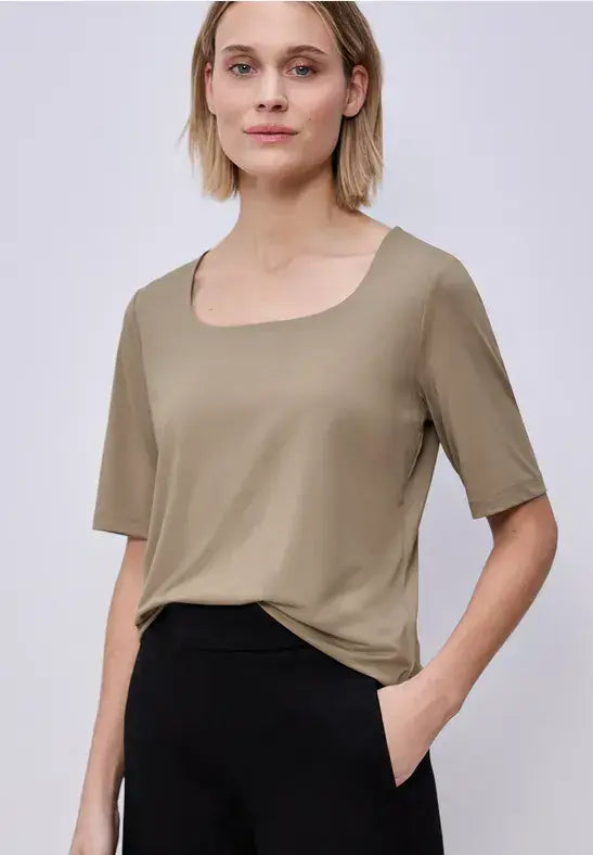 Street One Care Neck  S/S Shirt | Macha 324619