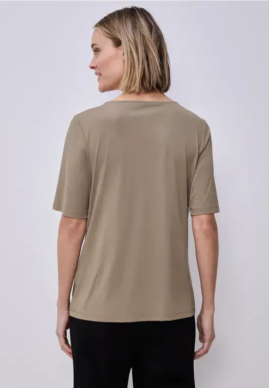 Street One Care Neck  S/S Shirt | Macha 324619