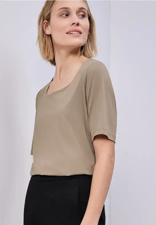 Street One Care Neck  S/S Shirt | Macha 324619