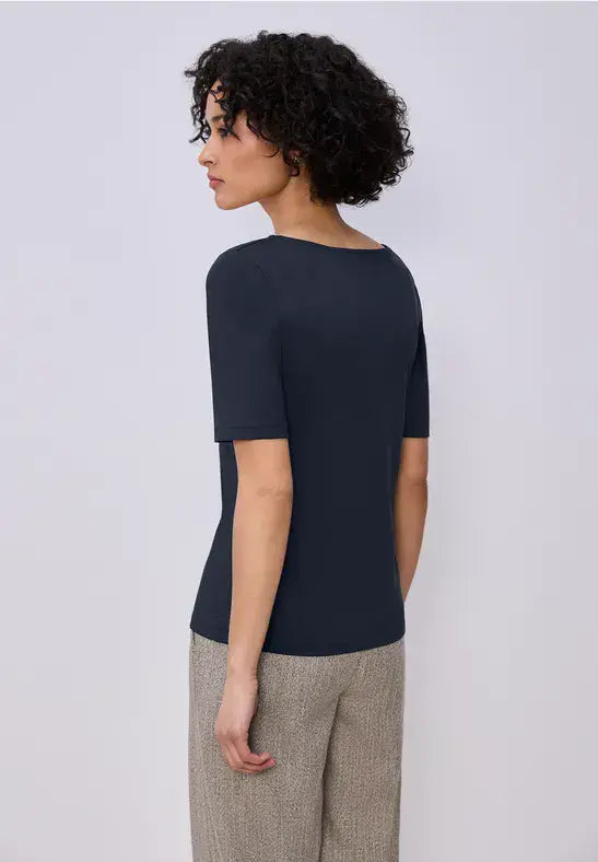 Street One Care Neck  S/S Shirt | Navy 324619