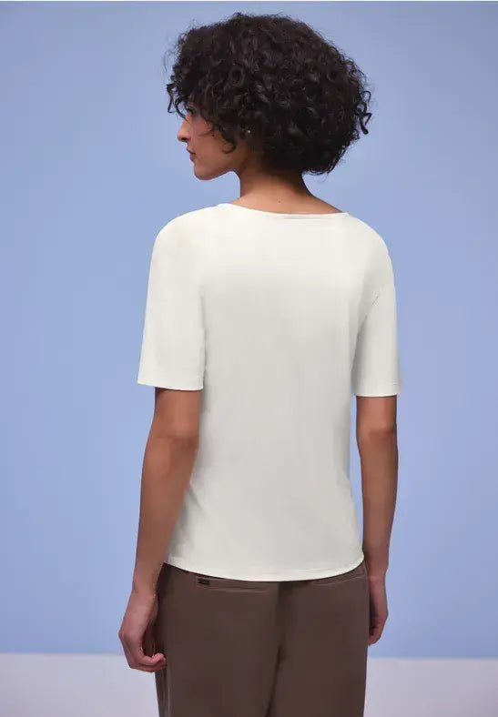 Street One Care Neck  S/S Shirt | Offwhite 324619