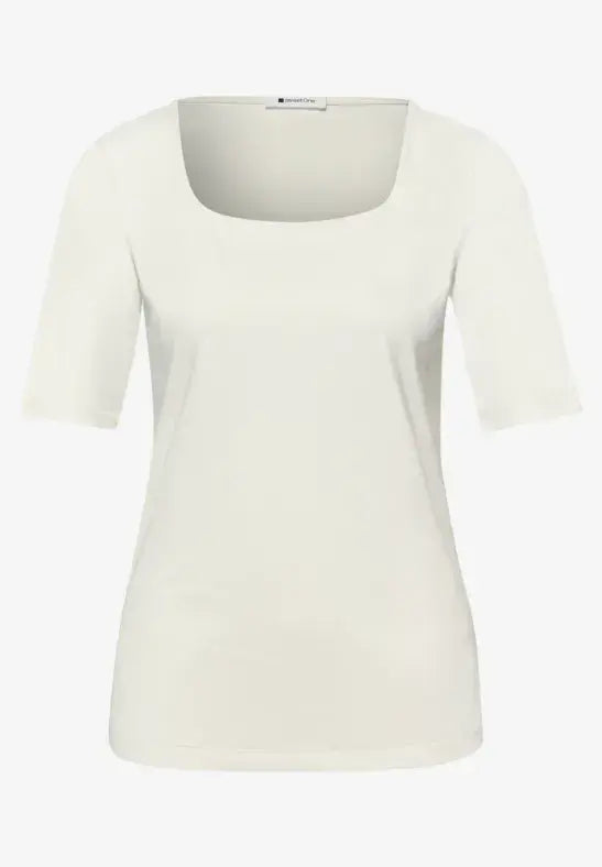 Street One Care Neck  S/S Shirt | Offwhite 324619