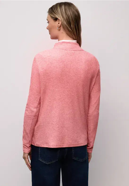 Street One  Cosy Rib Zipper Shirt | Coral 324393