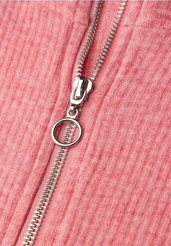 Street One  Cosy Rib Zipper Shirt | Coral 324393