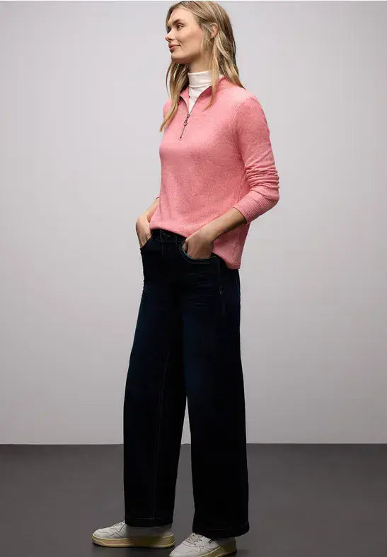 Street One  Cosy Rib Zipper Shirt | Coral 324393