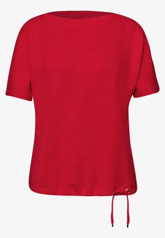 Street One  Dropped Shoulder Shirt With Rib Detail | Red 324783