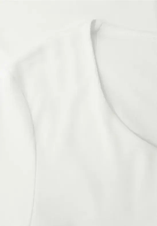 Street One L/S Shirt With Heart Neck Top | Offwhite 324251