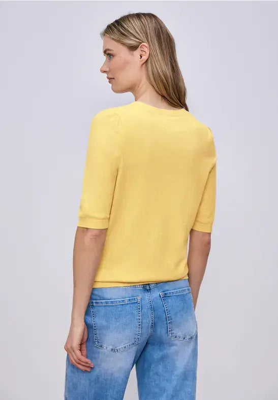 Street One Puff Sleeved S/S Knit Top | Yellow 303768