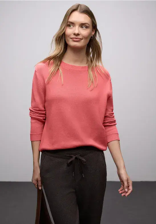 Street One Round Neck Pullover | Coral 303766