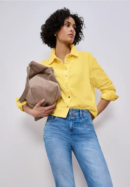 Street One Shirt Collar Coduroy Blouse | Yellow 346375