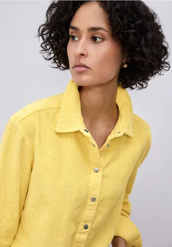 Street One Shirt Collar Coduroy Blouse | Yellow 346375