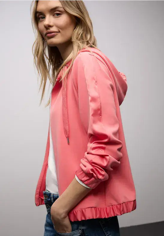 Street One Silk Look  Hoody Jacket | Coral 324537