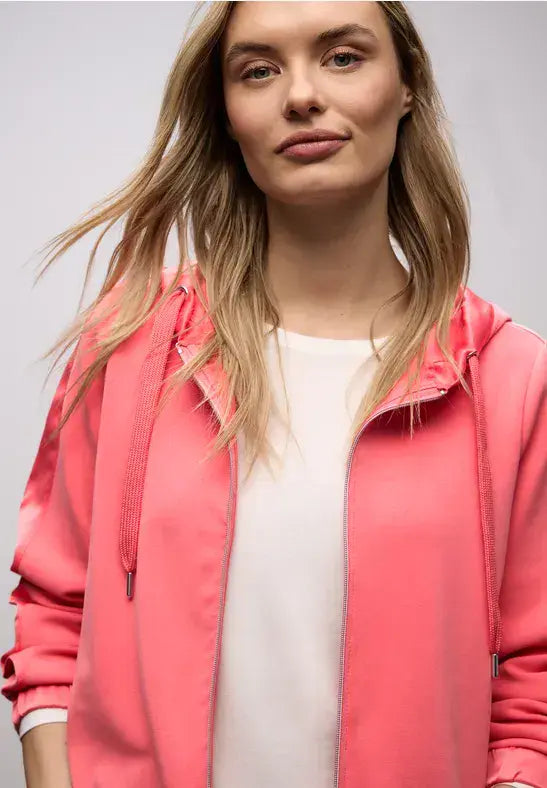 Street One Silk Look  Hoody Jacket | Coral 324537