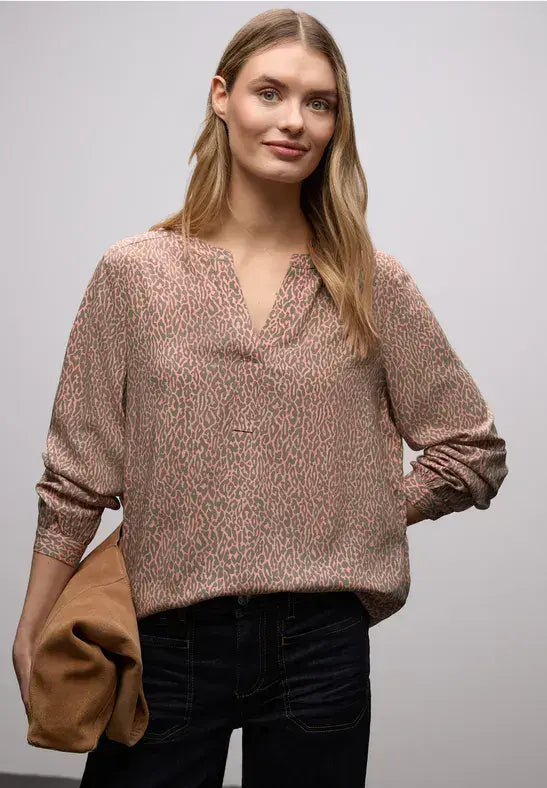 Street One Split Neck Tunic Blouse | Apricot 346320