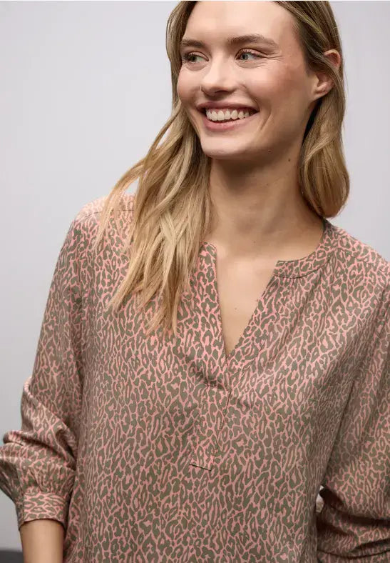 Street One Split Neck Tunic Blouse | Apricot 346320