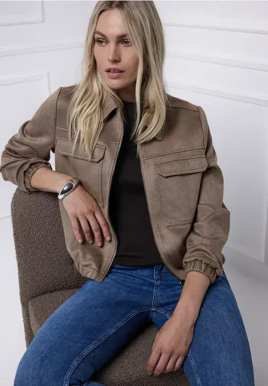 Street One Velour Jacket | Mocha 212889