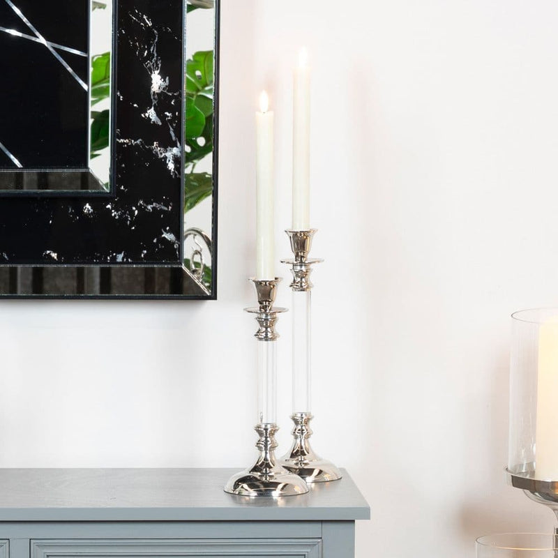 TARA  Alani Acrylic Candle Stick 26cm | Chrome TL5561