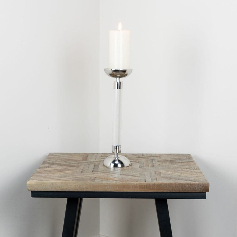 TARA  Alani Pillar  Candle Holder 30cm | Chrome TL5750
