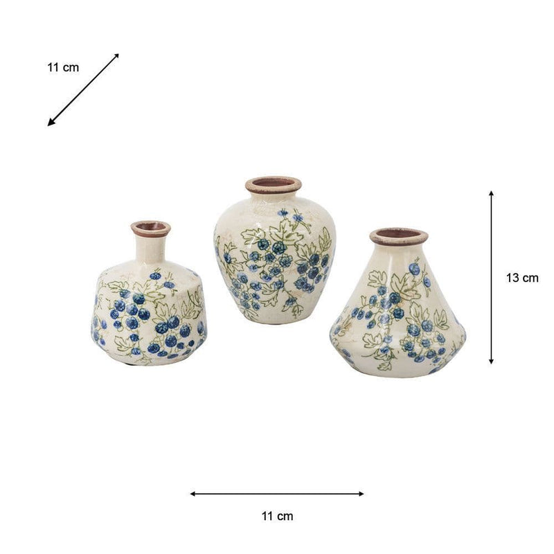TARA Berry Set Of 3 Vases | Blue TL7325