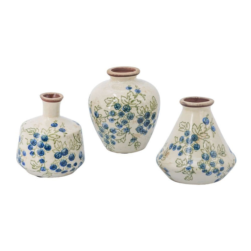 TARA Berry Set Of 3 Vases | Blue TL7325