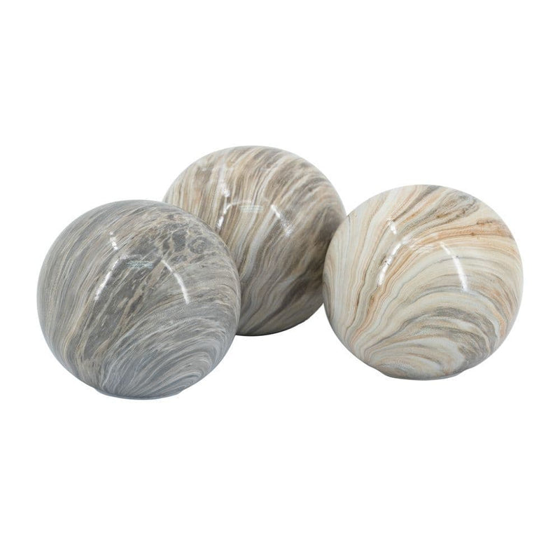 TARA Marbled Decorative Sphere Set 9.9cm| Brown TL7189